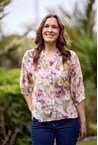 JOLENE RUFFLE BLOUSE - monet flor